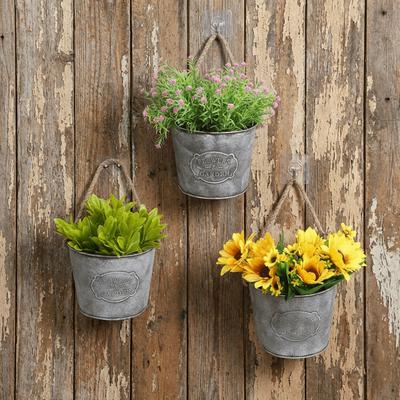 Creative Vintage Hanging Flower Pot Semicircle Iron Wall Mounted Planter Country Style Hanging Basket Balcony Decor