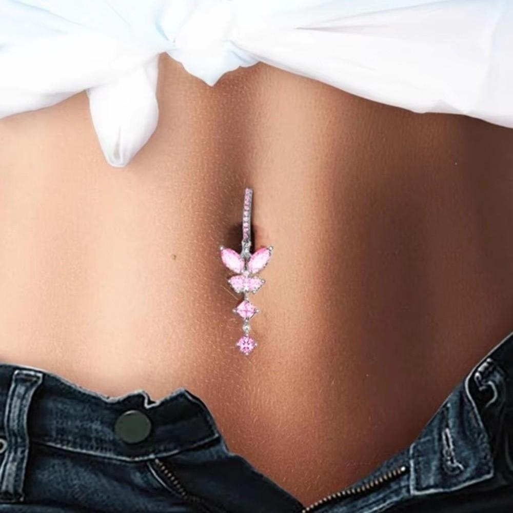 Sexy Gem Navel Piercing Butterfly Shiny Body Jewelry Cute Zircon Belly Button Rings  Gift