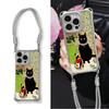 Vase Black Cat for Apple 16 Phone Case 15pro for Apple 16 ProMax Couple 14 with Hanging Rope 13