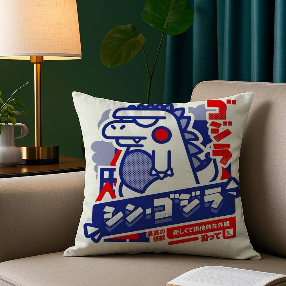 Cool G-GodzillaS Kuddfodral Plyschtyg Mjukt Kuddfodral Dubbelsidigt Tryck Soffkuddfodral Överkast