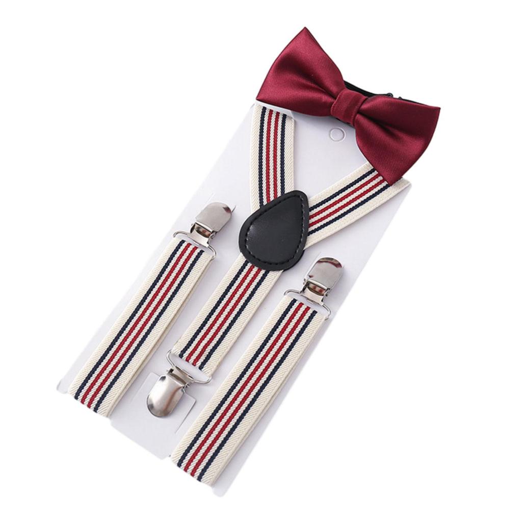 Kids Suspender Bow Tie Set Adjustable Braces Tuxedo Suspenders Pants for Trousers