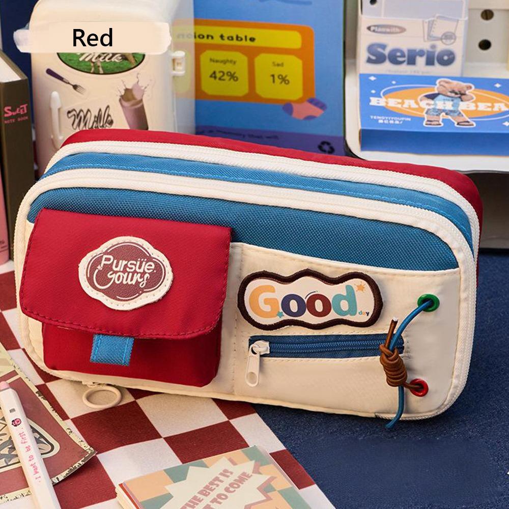 

Large Capacity Pen Bag Large Openin Design Stationery Organizer High Quality Stationery Bag Gift червоний