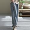 Women's Spring Patchwork Embroidered 9-Point Washed Wide-Leg Jeans Casual Retro Loose Harem Pants