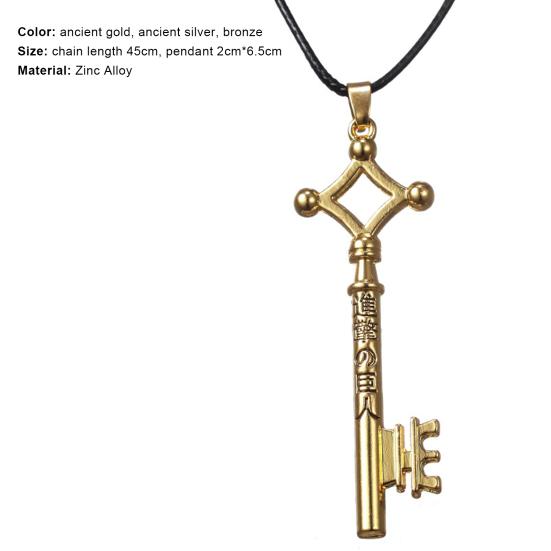 Collier Anime L'Attaque des Titans Design Eren Accessoires Attrayants Mode Unisexe Chaîne de Clavicule pour la Vie Quotidienne
