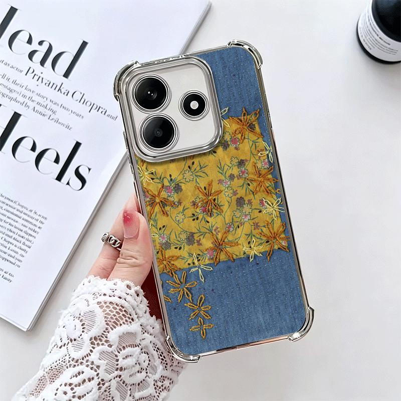 Retro Denim Pattern Soft Phone Case For Xiaomi Redmi Note 14 15 Pro Plus 13 12 11S 11T 5G 10 9S 9 Plating Anti-Fall Fundas