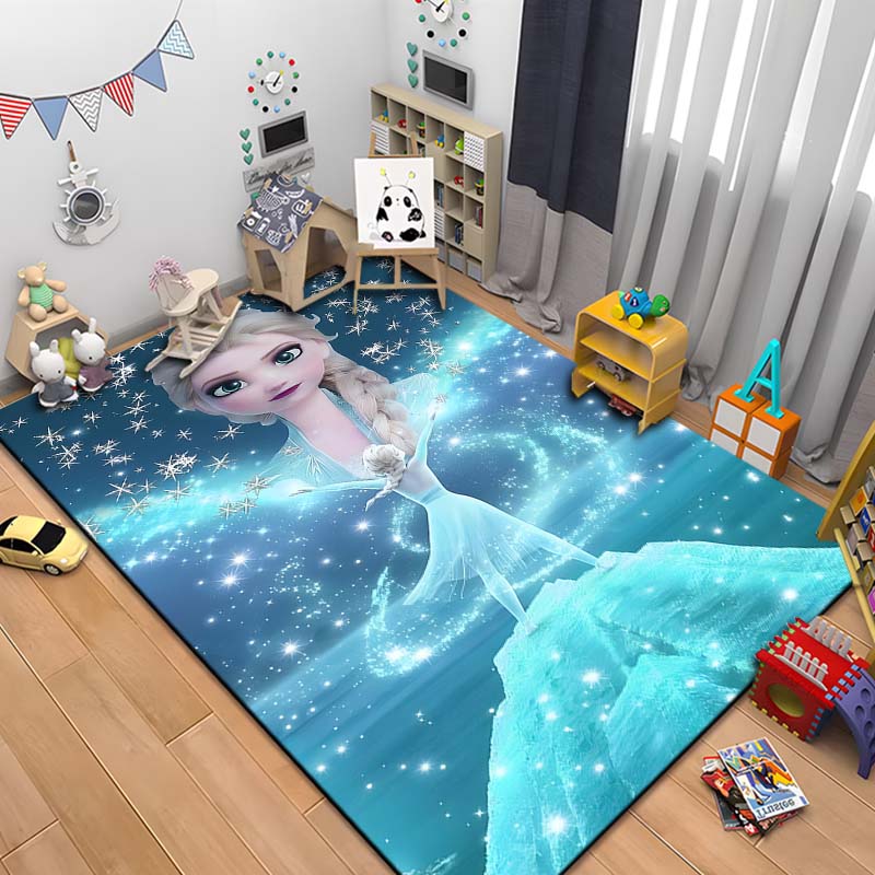 Snow Queen Frozen Elsa HD Printed Large Area Rug Carpet for Living Room Cartoon Children's Bedroom Sofa Doormat Floor Rug Gift