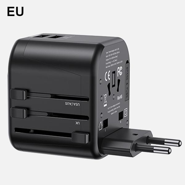 Usams Adapter Siec. 2Xusb T55 12W4W1 Us/Au/Eu/Uk Czarny/Black Cc173Tc01 (Us-Cc173) Univesal Travel Charger