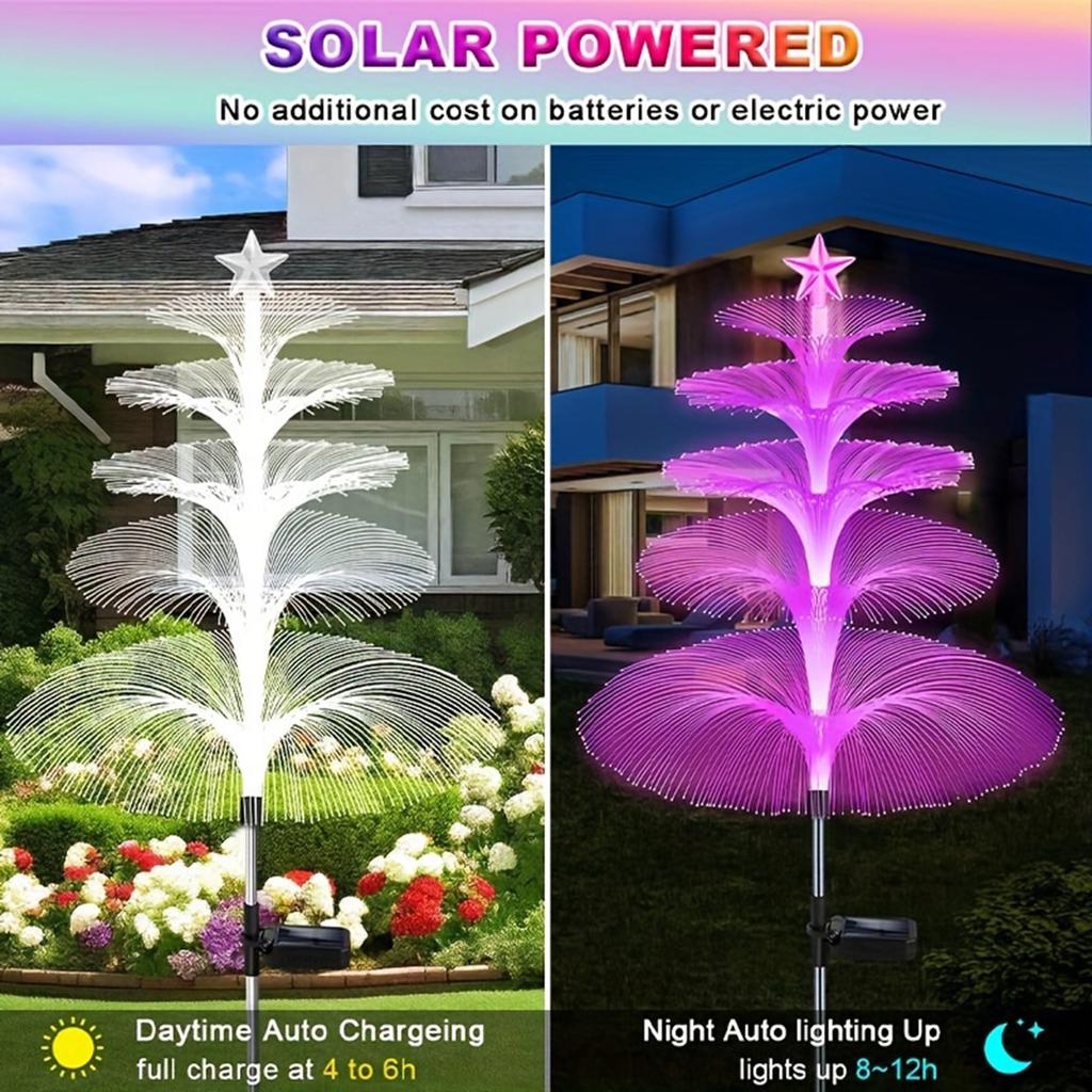 1Pcs Multi-layer LED solar jellyfish light, 7 modes, outdoor garden decorative light, courtyard landscape light, holiday gift