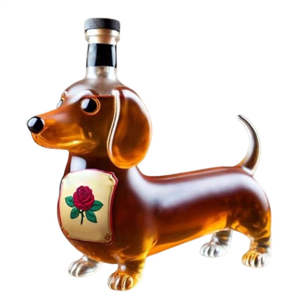 Dachshund Dog Shape Decorative Decanter Liquor Bottles Glass Liquor Bottle Animal Statue Wine Container for Birthday Christmas