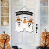 1set New Halloween Decorative 2D Wooden Sign with Pumpkin and Ghost Creative Design for Door Hanging Ghost Festival Decoration