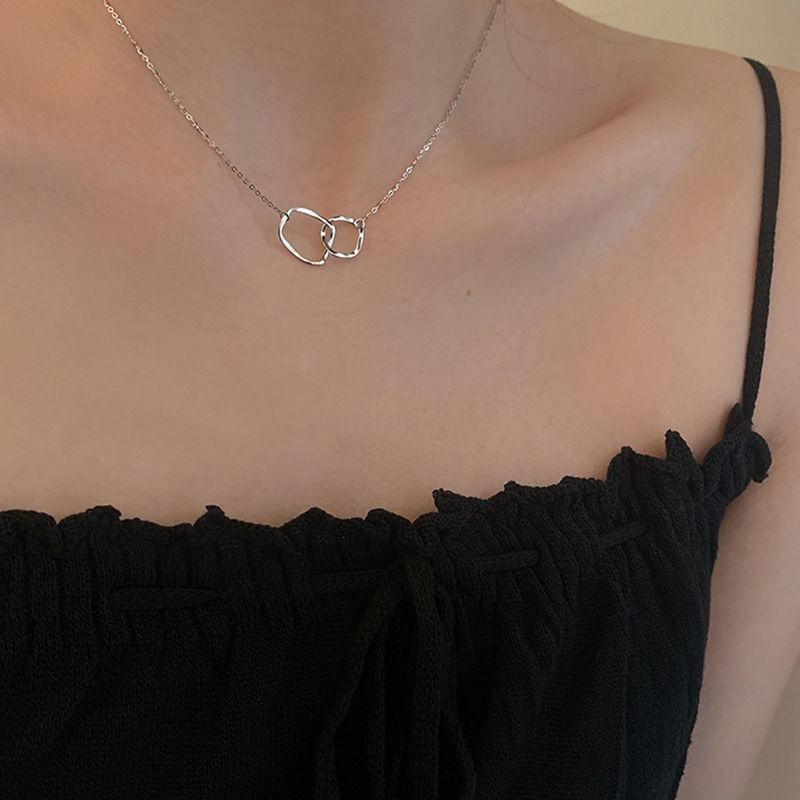 Necklace Female Cold Wind Simple Twisted Double Ring Niche Design Trendy Necklace Female Collarbone Chain Neck Chain