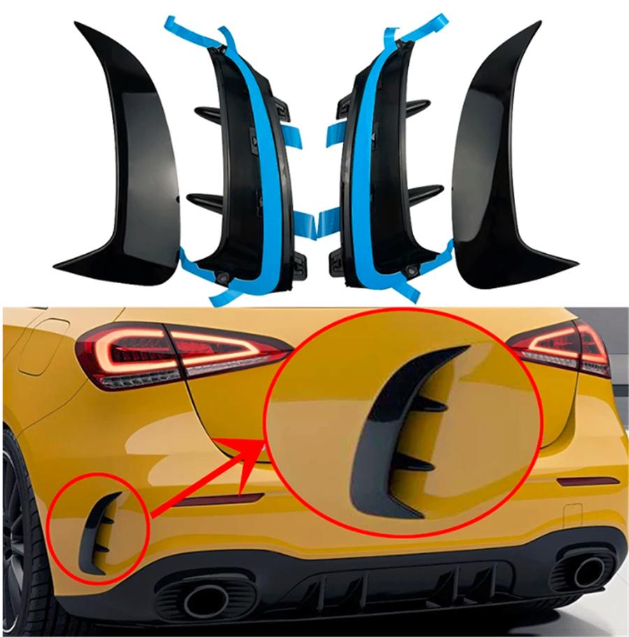 Black Rear Bumper Side Canards For 19-22 Benz W177 A160 - A250 A35 AMG Hatchback