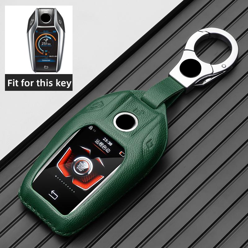 Leather Car Key Case LCD Smart Remote Cover LED Display Shell Fob for BMW G11 G12 G30 G31 G01 G02 5 7 Series X5 X7 M5 M8 M760Li