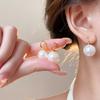 18K Gold Pearl Ear Hooks with Simple, Luxurious Design – Fashionable, Versatile, and Elegant Earrings for Women