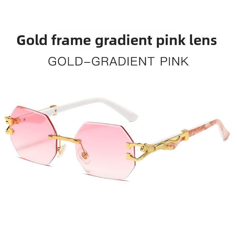 Leopard Motif Geometric Sunglasses With Uv400 Protection For Outdoor Fashion And Travel