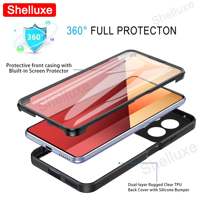 PocoX6 360 Full Body Front+Back Clear Case Shelluxe For Xiaomi POCO X6 Pro Pocophone X6Pro 5G Silicone Double Sided Phone Cover