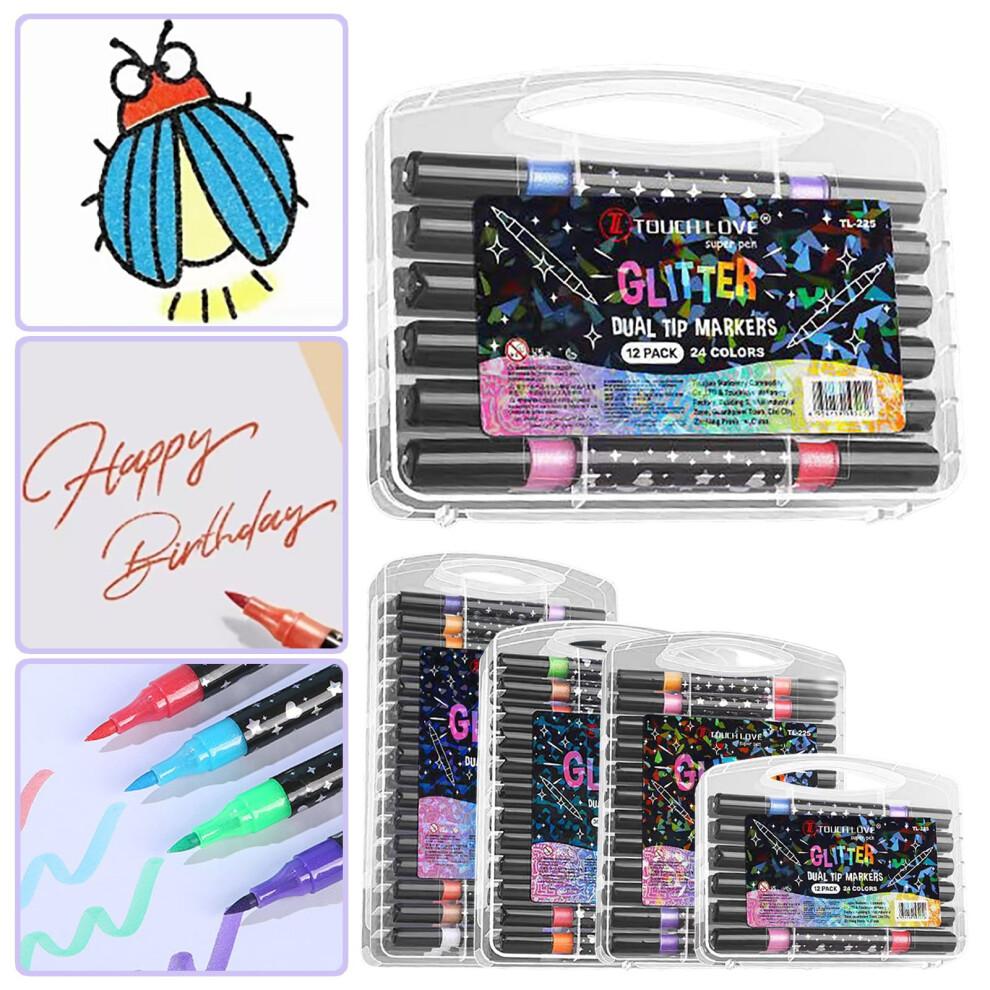 Glitter Gel Pens with Flexible Fiber Tips – 24-Pack, 10ml