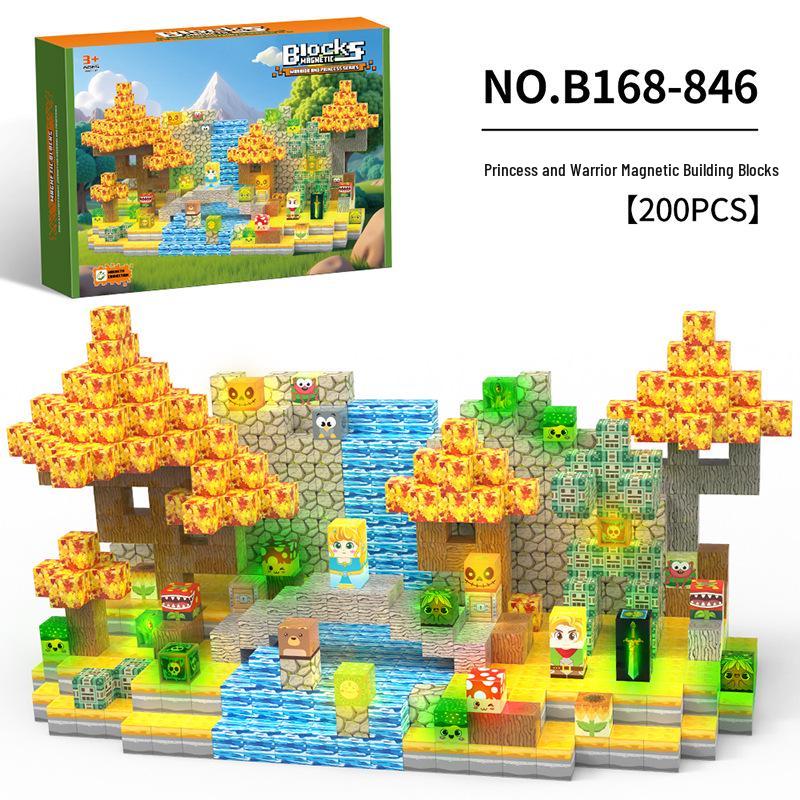 2.0cm DIY Magnetic Building Blocks with Lights - Magnetic Cubes Military Engineering Farm Set