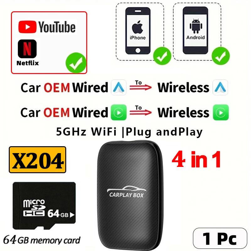 4 In 1 Smart Carplay Ai Box Wireless Carplay Adapter Android Auto Apple Carplay Car Multimedia Player For Mazda Benz Kia VW