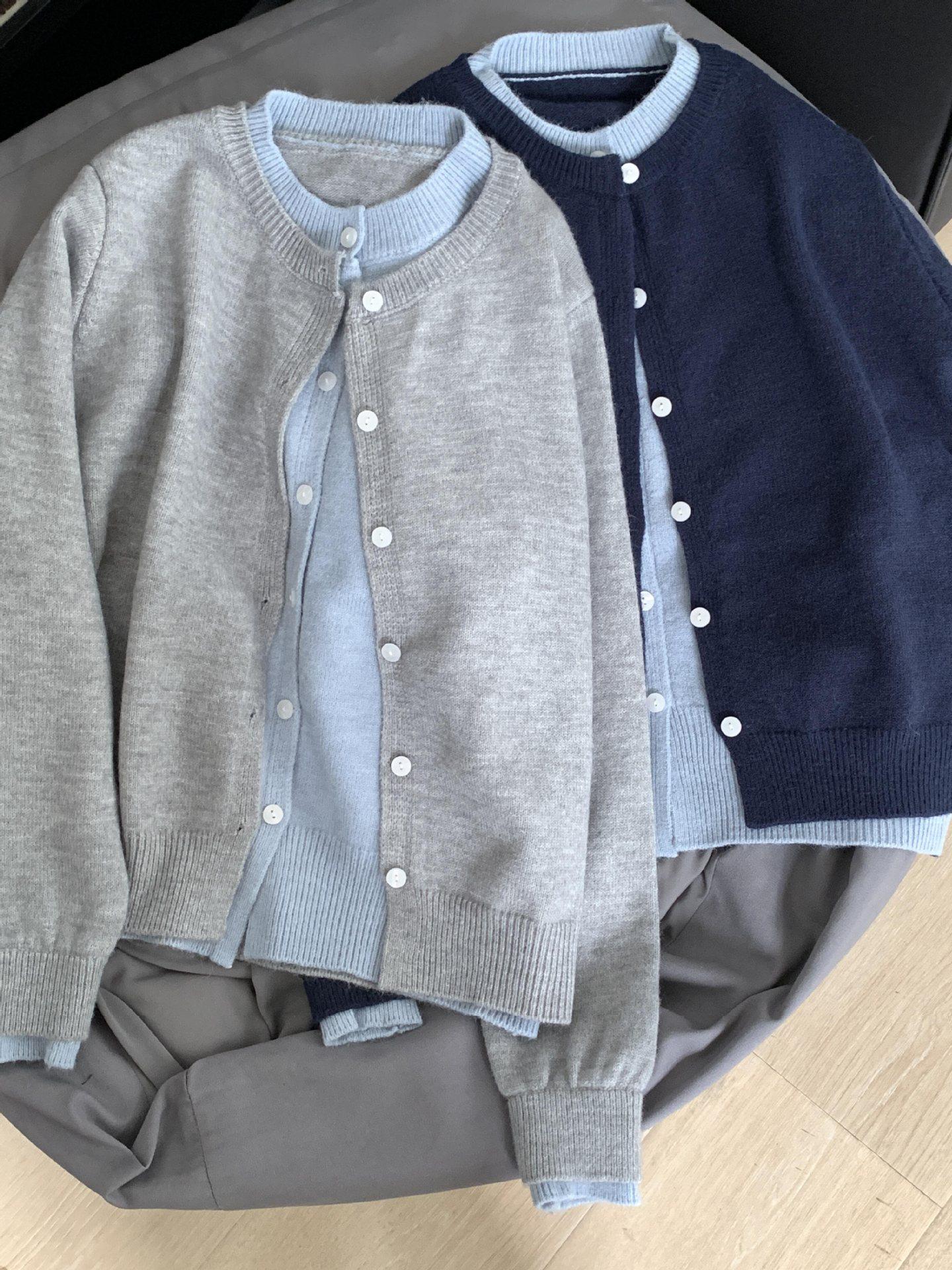 

Корейский Шик Серый Лоскутный Вязаный Кардиган Свитер - Женский Осенний Верхняя Одежда Топ