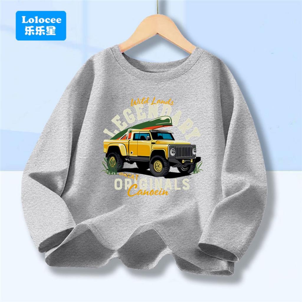 Off Road Cartoon Car Print Graphic Tops for Women, Spring Autumn Women's Long Sleeve Pickup Truck Tees