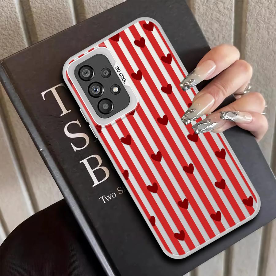 Case for Samsung Galaxy A12 A26 A13 A14 A17 A20s A31 A24 A25 A21s A23 A34 A15 A16 A35 Phone Cover Stripe Love Heart