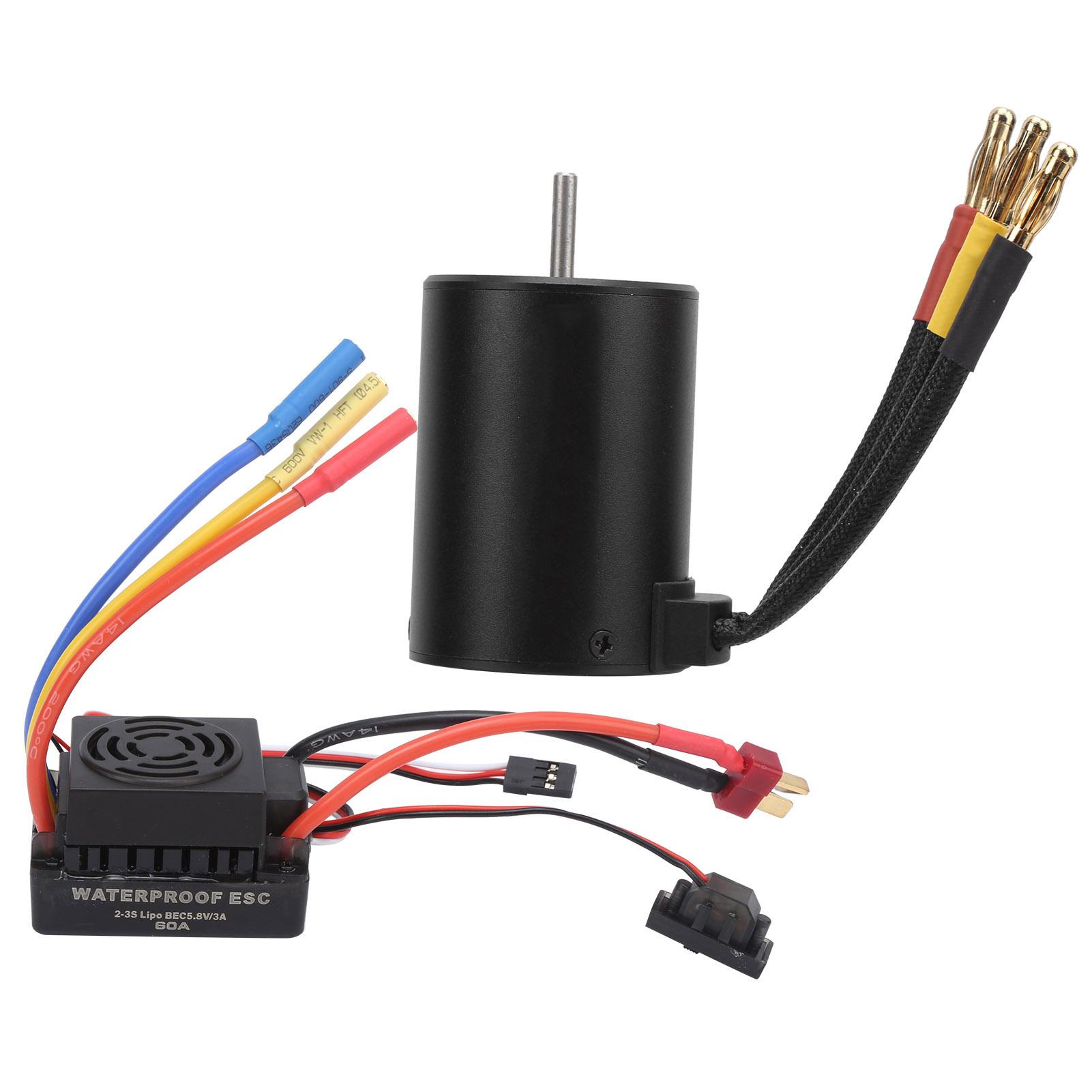 

Waterproof 3650 4500KV Brushless Motor 60A Brushless ESC Combo Set for 18 110 RC Car
