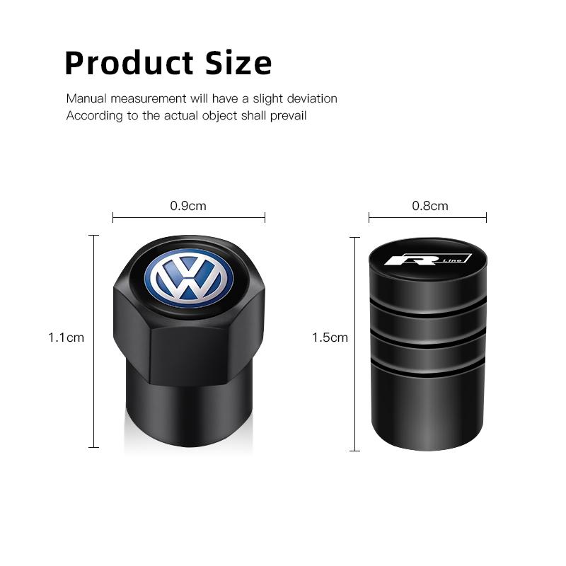 4Pcs Car Wheel Tire Valve Caps Tyre Stem Cover Accessories For Volkswagen VW GTI RLine R Golf Amarok Phaeton ID3 Tiguan T-Cross