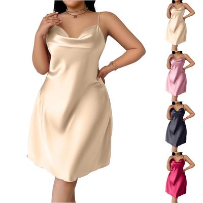 Damski Fason Plus Size Odzież Domowa Bez Ramiączek Bez Rękawów Jedwabna Lodowa Koszula Nocna