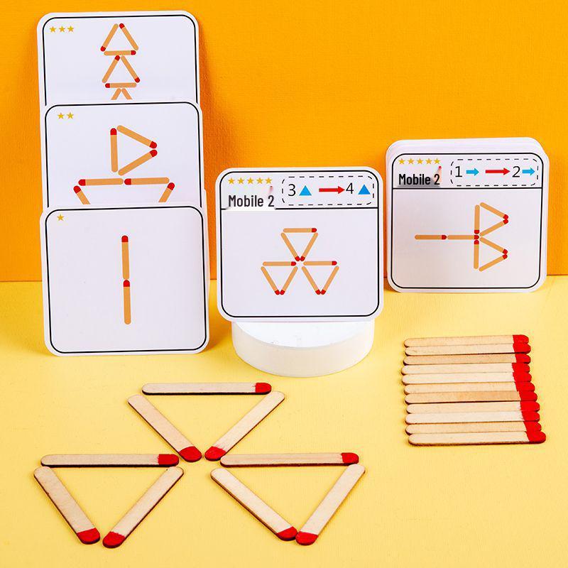 Classic Wooden Matchstick Puzzle: Educational Toy for Children's Math and Logic Training
