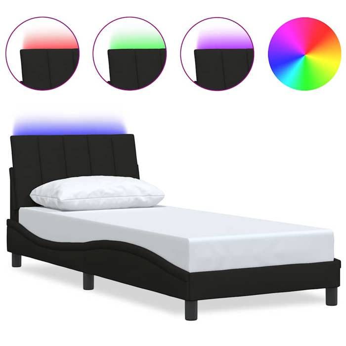 VidaXL Cadre de lit sans matelas noir 90x200 cm tissu, lit, sommier, lit en tissu, meuble de chambre à coucher, lit simple, 3310435