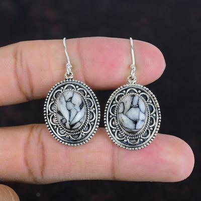 Pinolith Jasper Genuine Gemstone Earrings 925 Sterling Silver Earring Vintage Earring Designer Jewelry Handmade Dangle Earring Gifts For Her