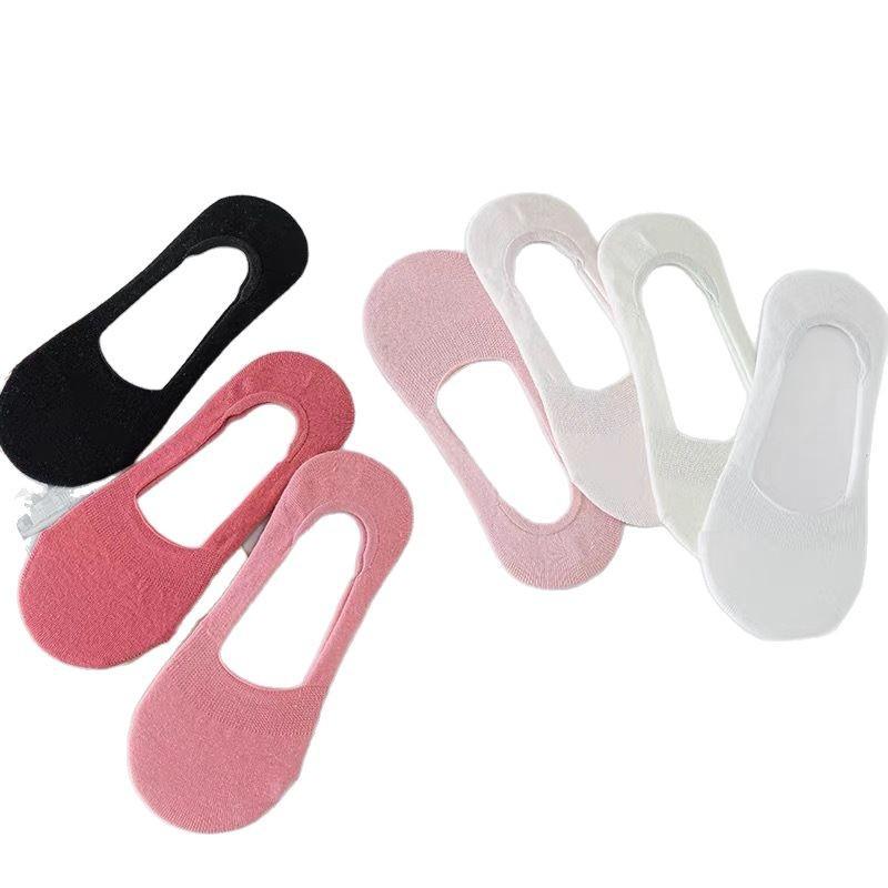 Șosete invizibile tip barcă pentru femei, subțiri, absorbante de transpirație, culoare uni, cu călcâi antiderapant și gură joasă