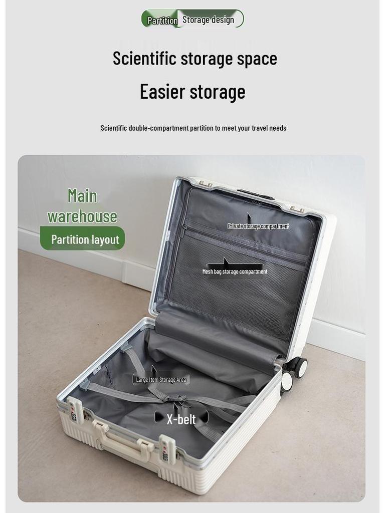 18-Inch Aluminum Carry-On Trolley Suitcase with Front Opening - Compact, Durable for Men, Women, and Students, Free Check-In