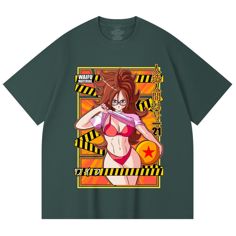 230 Gsm 100% Cotton Dragon Ball V25 Android 21 Waifu Print Unisex Heavy Cotton T Shirt