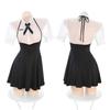 College Style Cosplay Student Costume Long Sleeved Top Halter Skirt Set Perspective Shirt Schoolgirl Roleplay Uniform Temptation