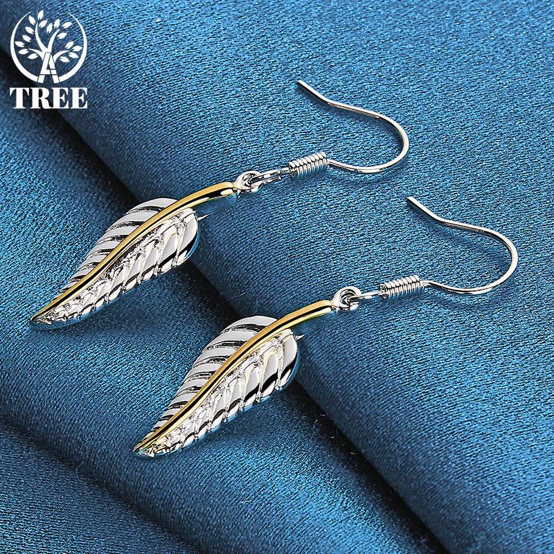 Bijuterii cercei cu pene din argint 925