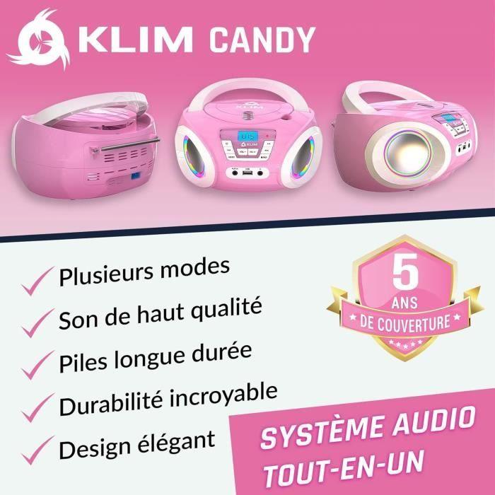 Lecteur CD Enfant - KLIM - Candy - Radio FM - Piles incluses - Lumières RGB
