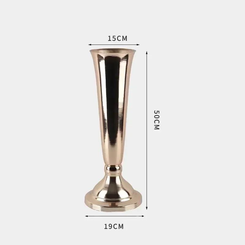 

Electroplated Light Luxury Metal Vase Home and Living Room Decoration Flower Ware Golden Iron Tabletop Flower Arrangement Rack