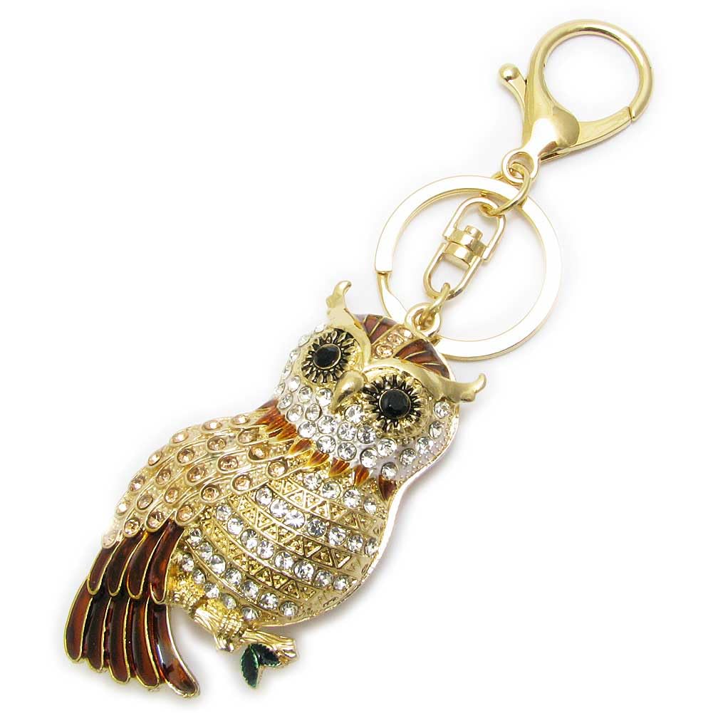 

Large Lucky Owl Keychain, Women s Bag Charm with Rhinestones, CHS10133