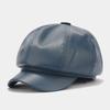 Retro Fashion Ladies' PU Leather Octagonal Hat Versatile Temperament Circumference Korean Streetwear Accessory crochet beret cap