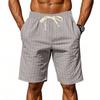 Herren S Leinen Lockerer Schnitt Gestreift Kordelzug Knielang Sommer Shorts