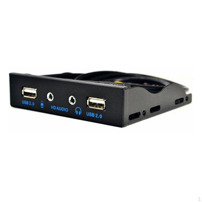 3,5 Zoll 9-poliger auf USB 2.0-Hub-Frontplatte für Desktop-PCs, 2 Anschlüsse, Mikrofonschnittstelle mit Audio