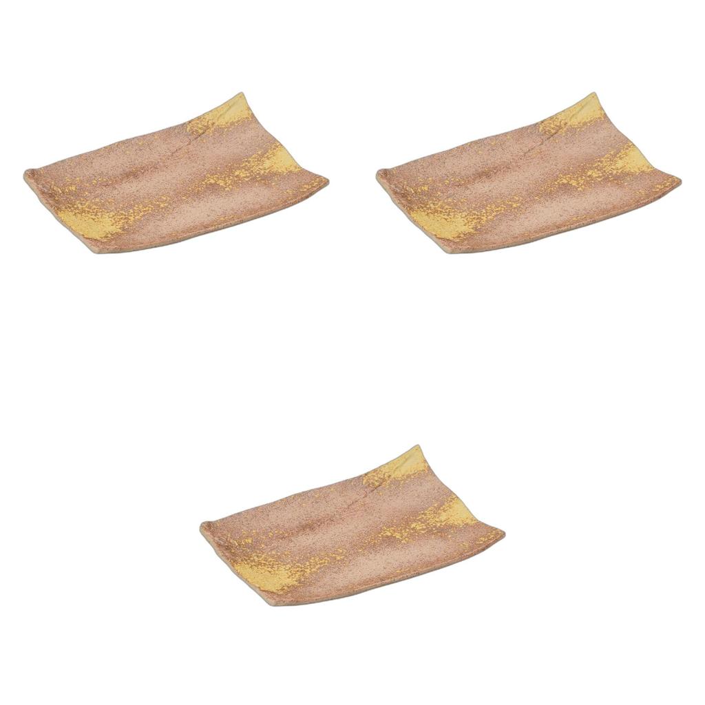 Set of 3 Bizen Yakimono Plates x 16 x Ceramic Yakimono Plates by Setomonohonpo Splash-Shaped [23.7 2.7 cm]
