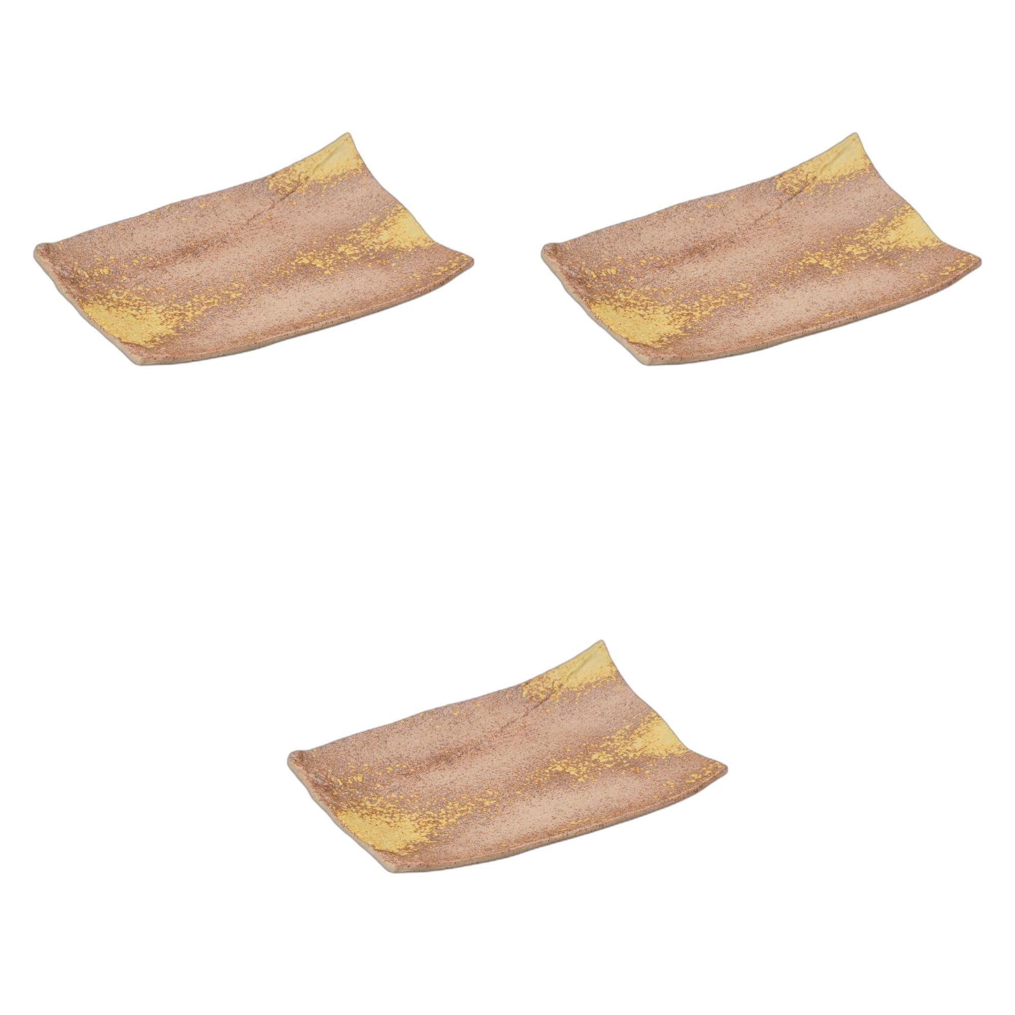 

Set of 3 Bizen Yakimono Plates x 16 x Ceramic Yakimono Plates by Setomonohonpo Splash-Shaped [23.7 2.7 cm]