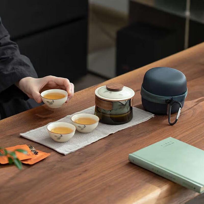 Nanshan Clear Gui Ceramic Portable Tea Set (1 Pot, 3 Cups)