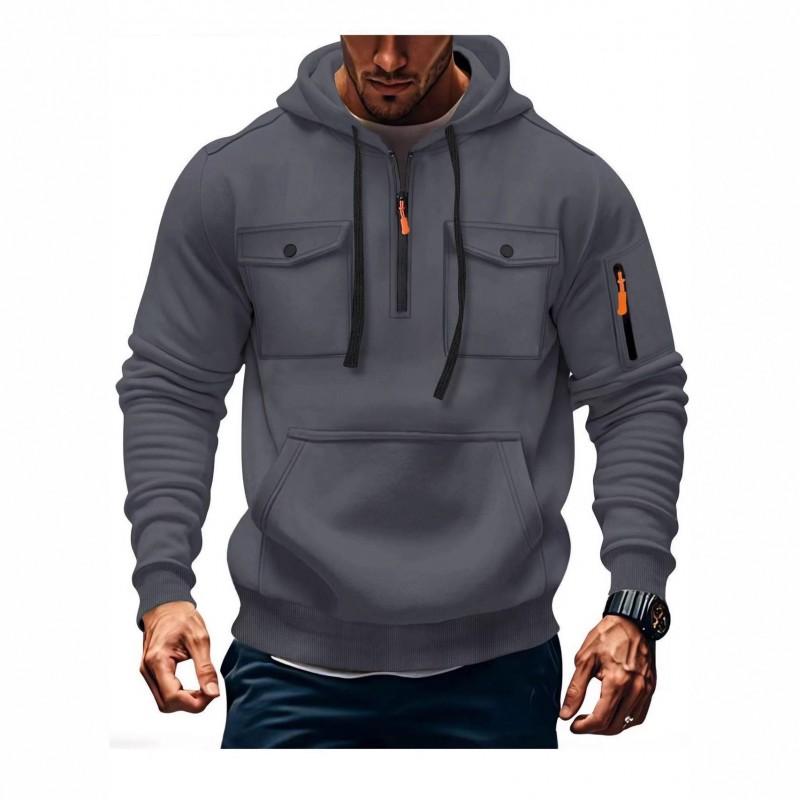 Mens Winter Hooded Zip-Up Sweatshirt Thick Fleece Lined Casual Streetwear Oversized Fit