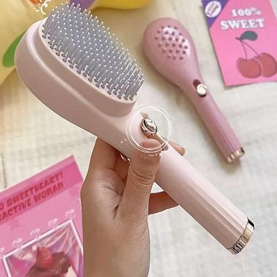 Self Cleaning Hair Brush for Women,Retractable Hairbrush Easy Clean,Anti Static Massage Brush,Rotary Telescopic Structure