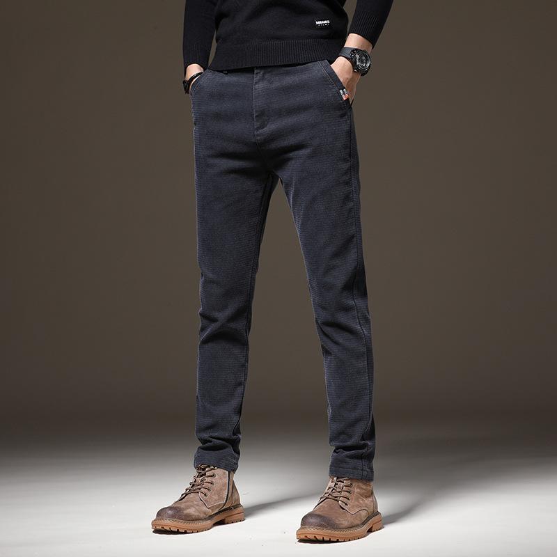 New Men's High-end and Comfortable Casual Pants for Men's Youth Spring Straight-length Lace-up Elastic Trousers