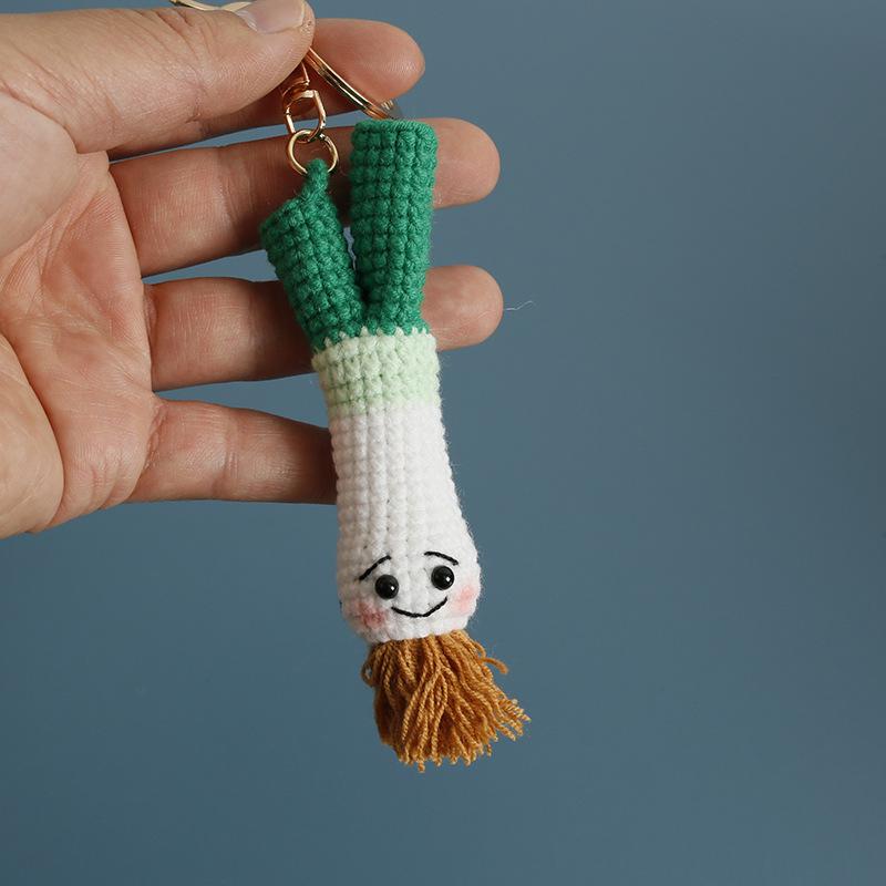 Creative Crochet Keychains Funny Expression Vegetable Doll Keychains Knitting Handmaking Cute Keyrings Bag Pendant Accessories